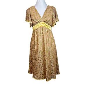 VOOM by Joy Han Dress Womens Size S Gold Sequin Ribbon Party Cocktail Luxurious